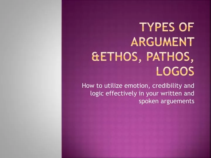 types of argument ethos pathos logos