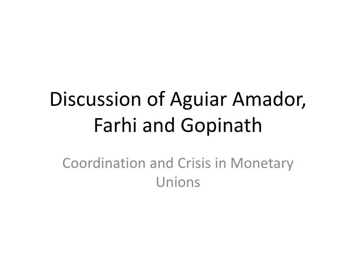 discussion of aguiar amador farhi and gopinath