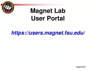 Magnet Lab User Portal https://users.magnet.fsu/