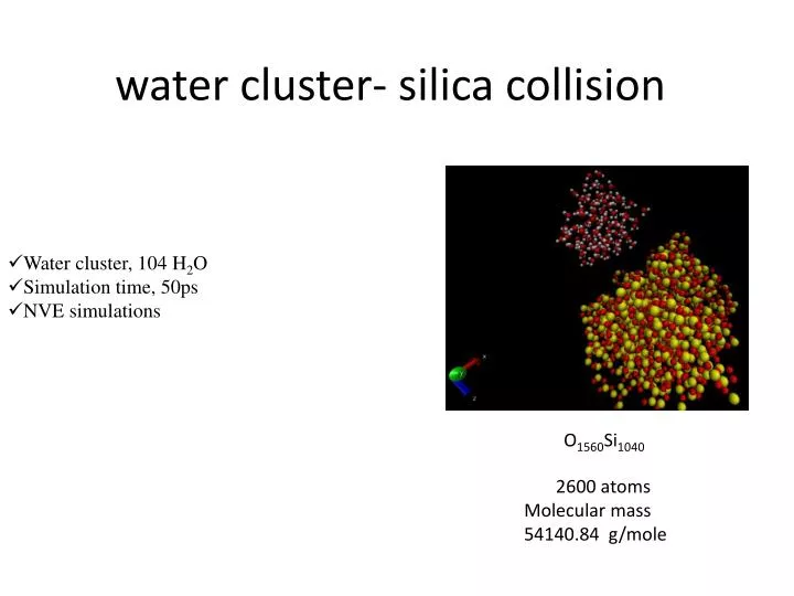 water cluster silica collision