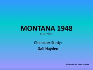 MONTANA 1948 By Larry Watson