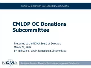 CMLDP OC Donations Subcommittee