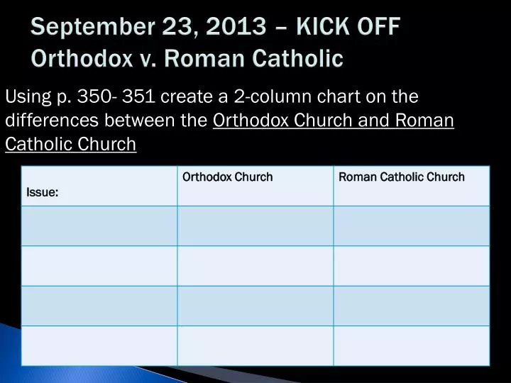 september 23 2013 kick off orthodox v roman catholic