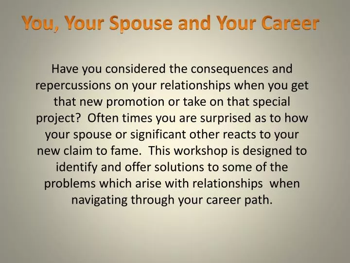 you your spouse and your career