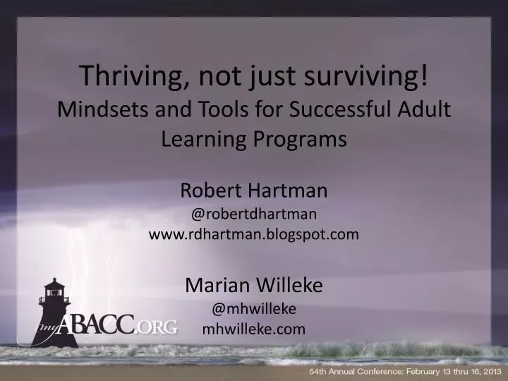 thriving not just surviving mindsets and tools for successful adult learning programs