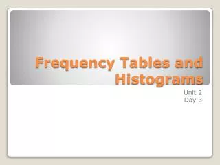 Frequency Tables and Histograms