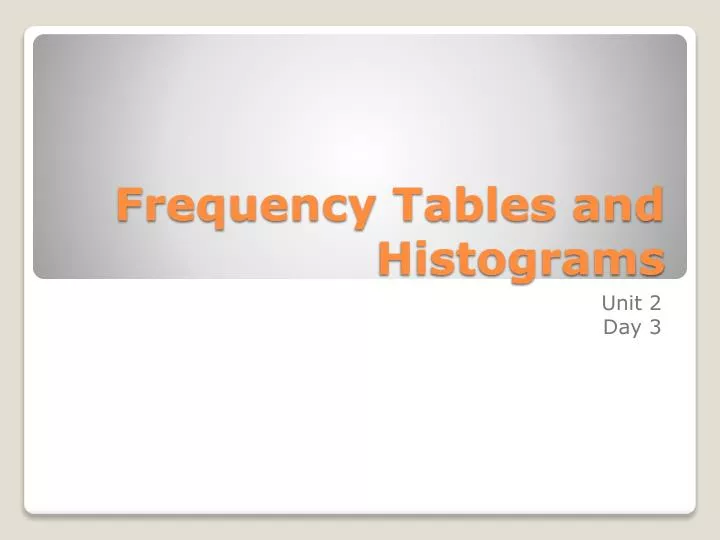frequency tables and histograms