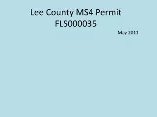 Lee County MS4 Permit FLS000035