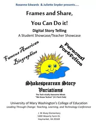 Frames and Share, You Can Do it! D igital Story Telling A Student Showcase/Teacher Showcase