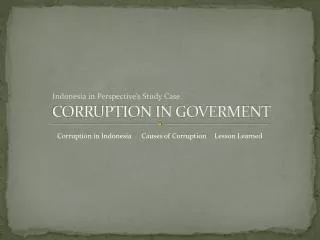 CORRUPTION IN GOVERMENT