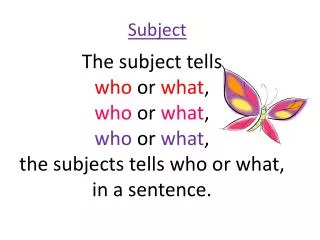 the subject tells who or what who or what who or what the subjects tells who or what in a sentence