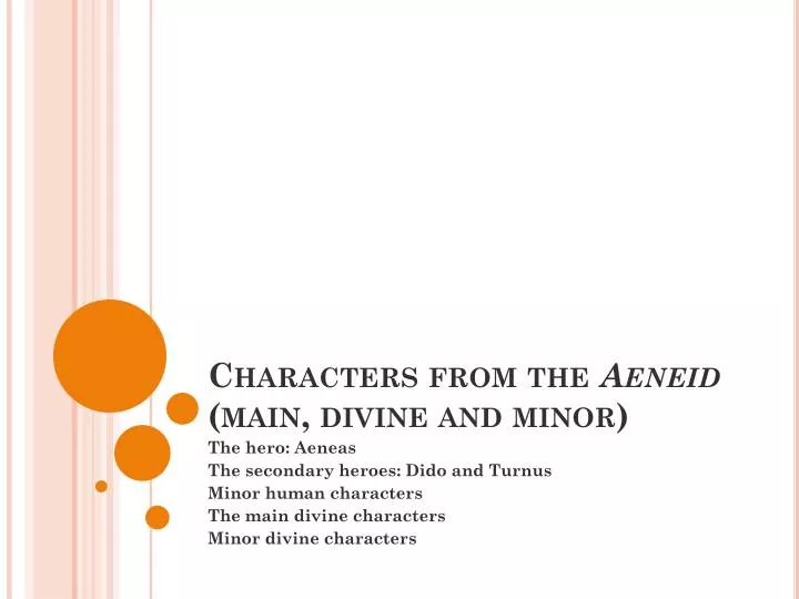 characters from the aeneid main divine and minor