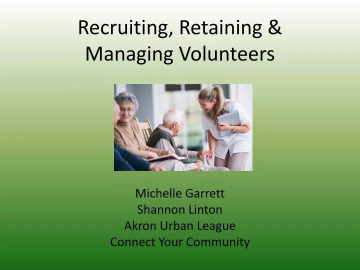 recruiting retaining managing volunteers