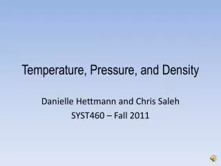 temperature pressure and density