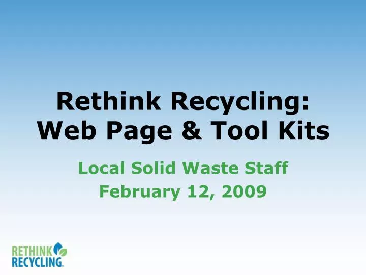 rethink recycling web page tool kits