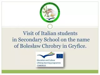 Visit of Italian students in Secondary School on the name of Boles?aw Chrobry in Gryfice.