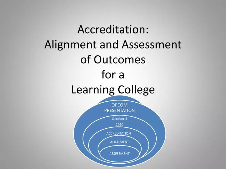 accreditation alignment and assessment of outcomes for a learning college