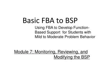 Basic FBA to BSP