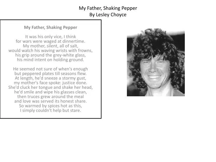 my father shaking pepper by lesley choyce