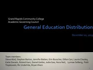 General Education Distribution December 10, 2013