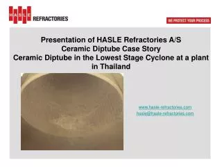 Presentation of HASLE Refractories A/S Ceramic Diptube Case Story