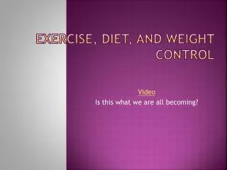 exercise diet and weight control
