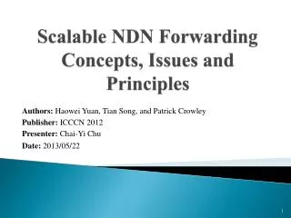 Scalable NDN Forwarding Concepts, Issues and Principles