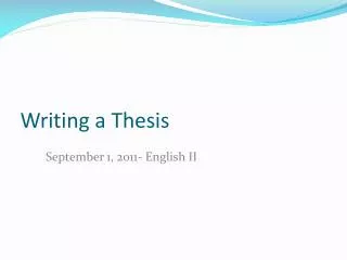 Writing a Thesis