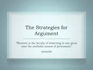 The Strategies for Argument