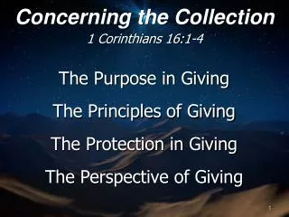 The Purpose in Giving The Principles of Giving The Protection in Giving The Perspective of Giving