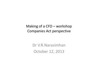 Making of a CFO – workshop Companies Act perspective