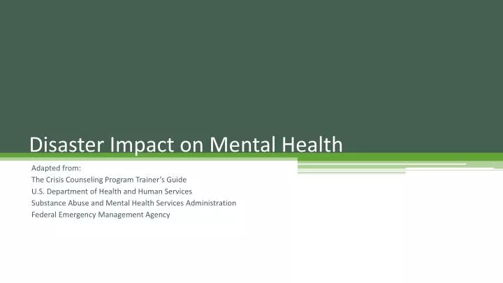 disaster impact on mental health
