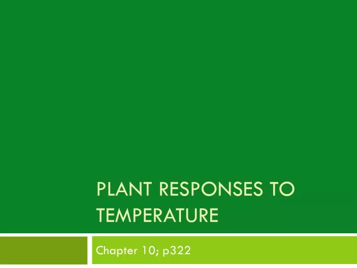 plant responses to temperature