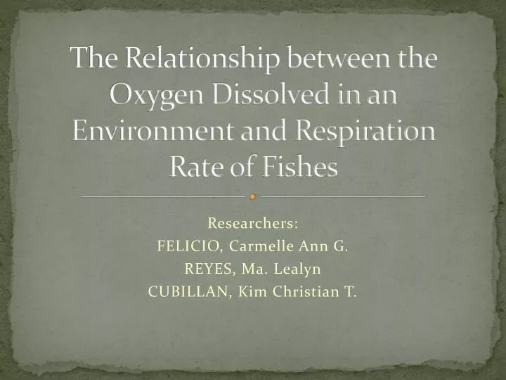 the relationship between the oxygen dissolved in an environment and respiration rate of fishes