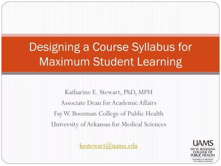 designing a course syllabus for maximum student learning