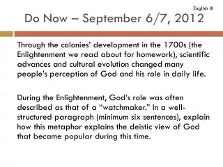 do now september 6 7 2012