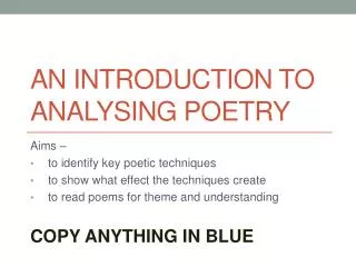An Introduction to Analysing Poetry