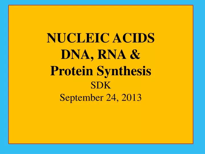 nucleic acids dna rna protein synthesis sdk september 24 2013