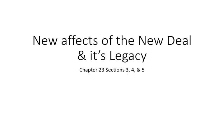 new affects of the new deal it s legacy