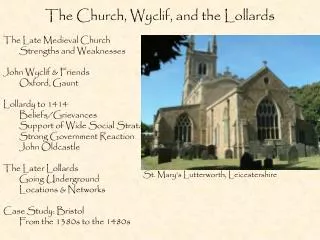 The Church, Wyclif, and the Lollards