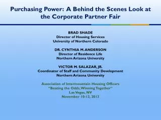 Purchasing Power: A Behind the Scenes Look at the Corporate Partner Fair