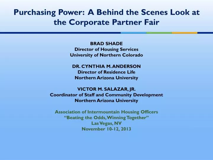 purchasing power a behind the scenes look at the corporate partner fair