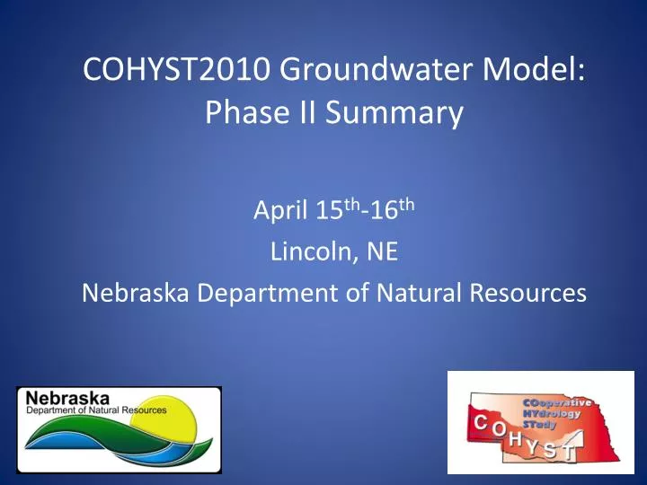 cohyst2010 groundwater model phase ii summary