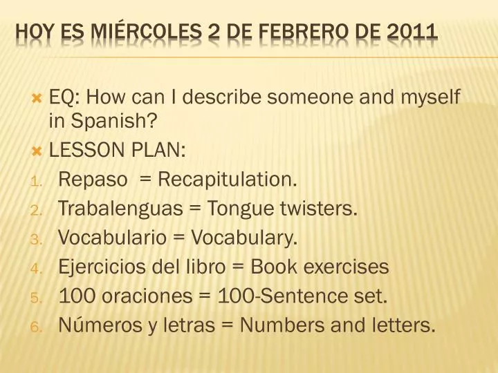 hoy es mi rcoles 2 de febrero de 2011