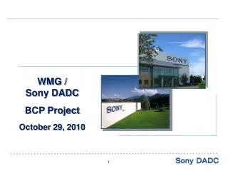 WMG / Sony DADC BCP Project October 29, 2010