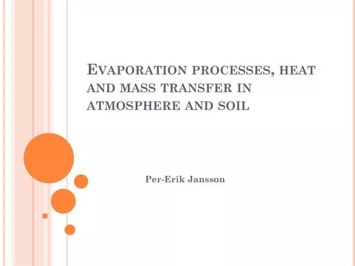 evaporation processes heat and mass transfer in atmosphere and soil