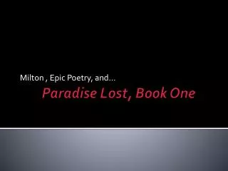 Paradise Lost, Book One