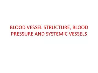 BLOOD VESSEL STRUCTURE, BLOOD PRESSURE AND SYSTEMIC VESSELS