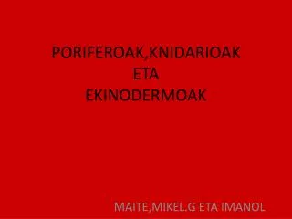 poriferoak knidarioak eta ekinodermoak