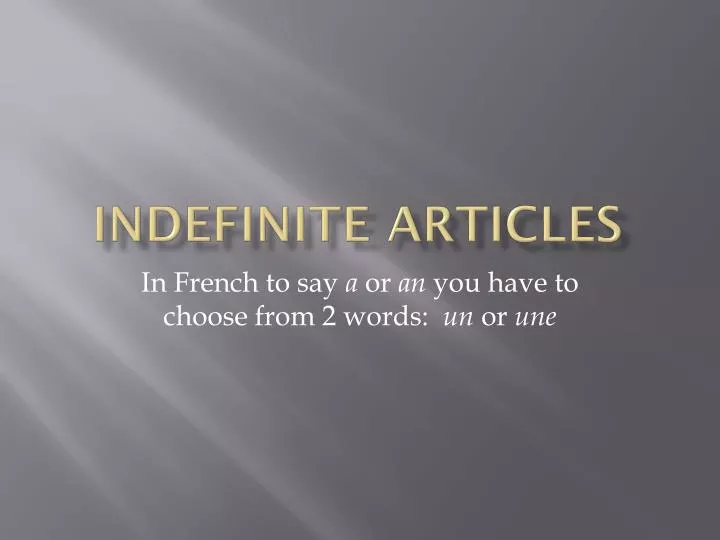 indefinite articles